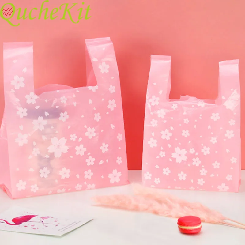 Wedding Supply Shops - Sacs cadeaux en plastique cerise rose,