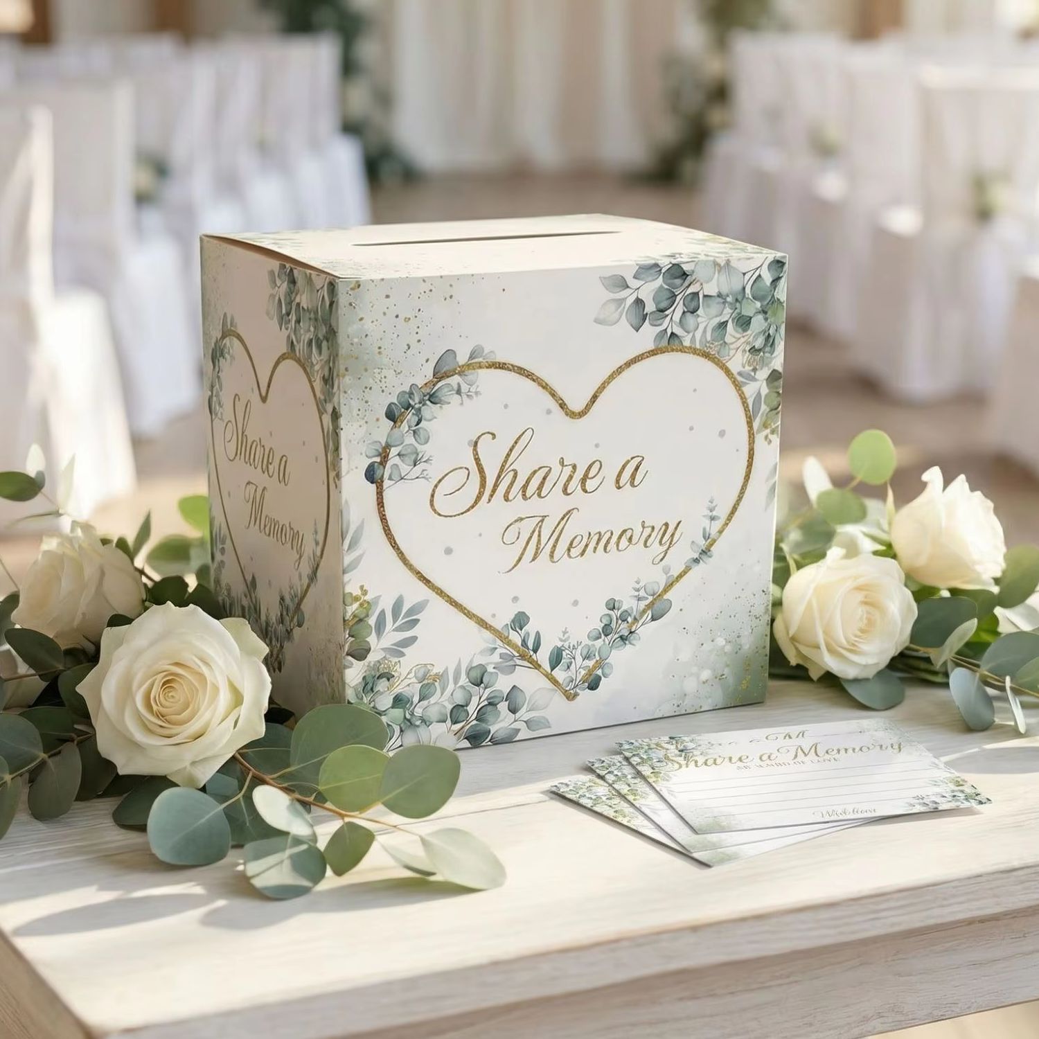 Wedding Card Box - Boîte à cartes florale blanche pour