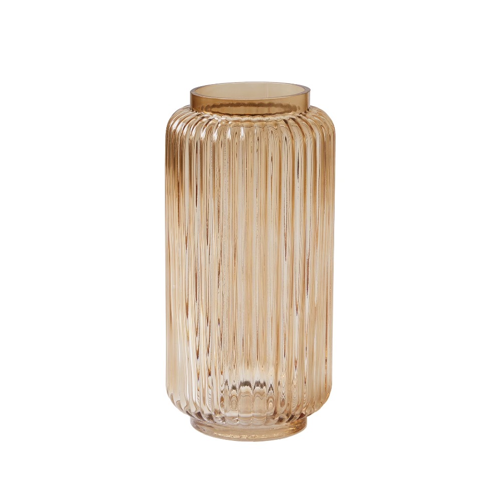 Centerpiece Vase Tall - Vase en verre côtelé champagne, centre