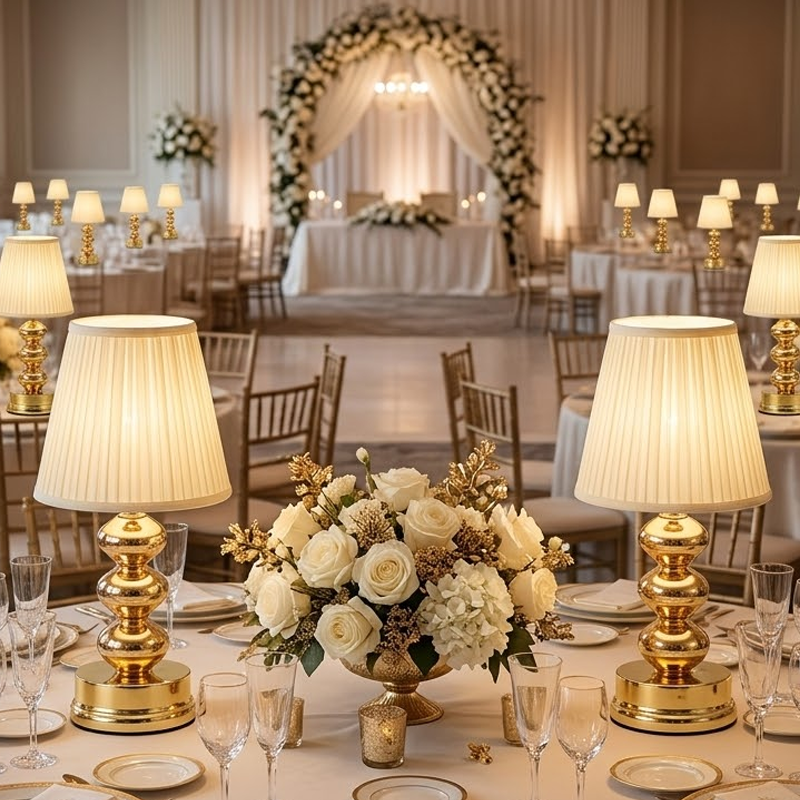 Wedding Led - Lampe de chevet rechargeable dorée pour