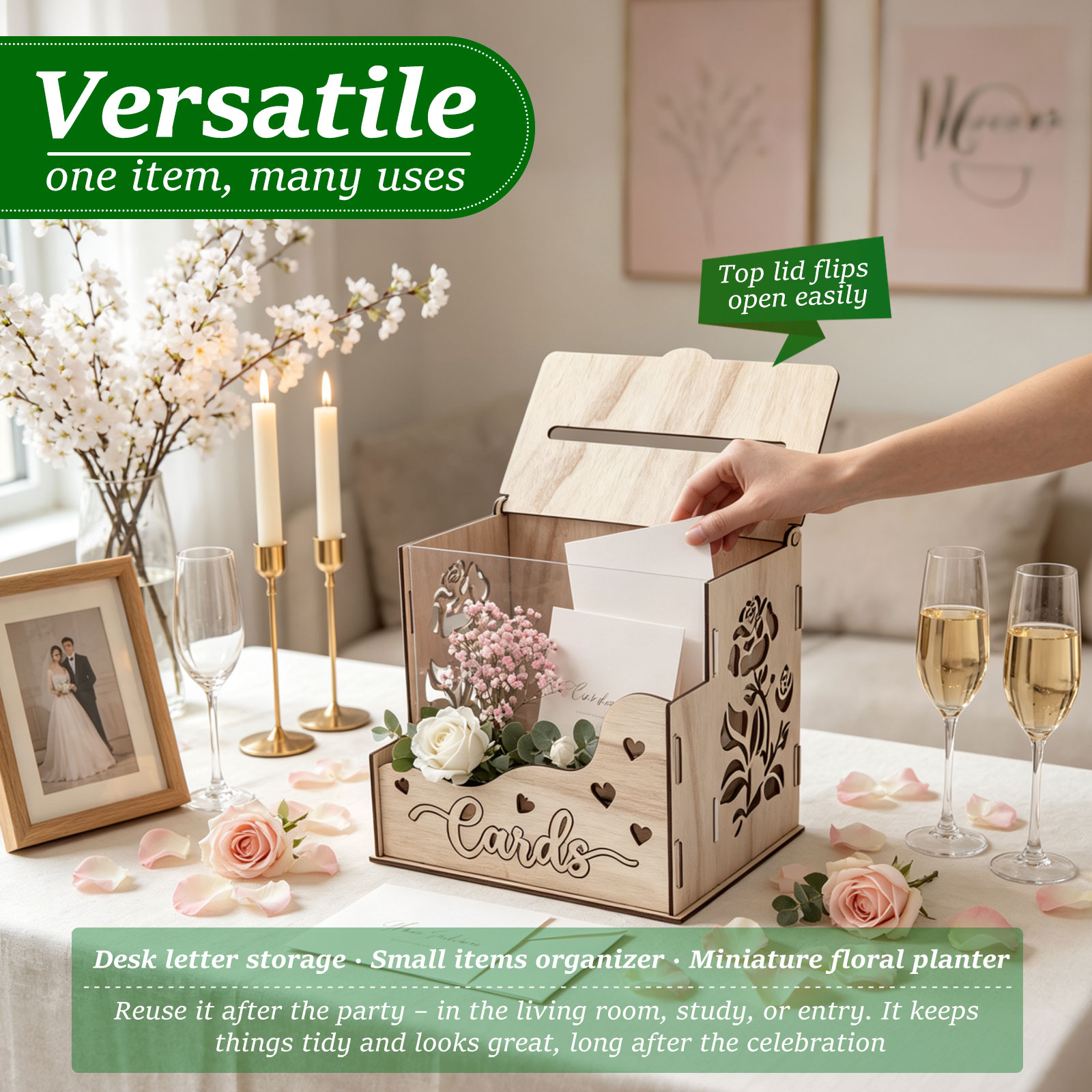 Boîte à cartes en bois avec fe - Wedding Card Box avis et prix