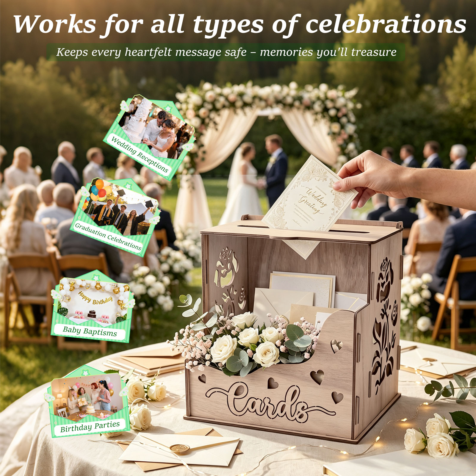 Boîte à cartes en bois avec fe - Wedding Card Box avis et prix