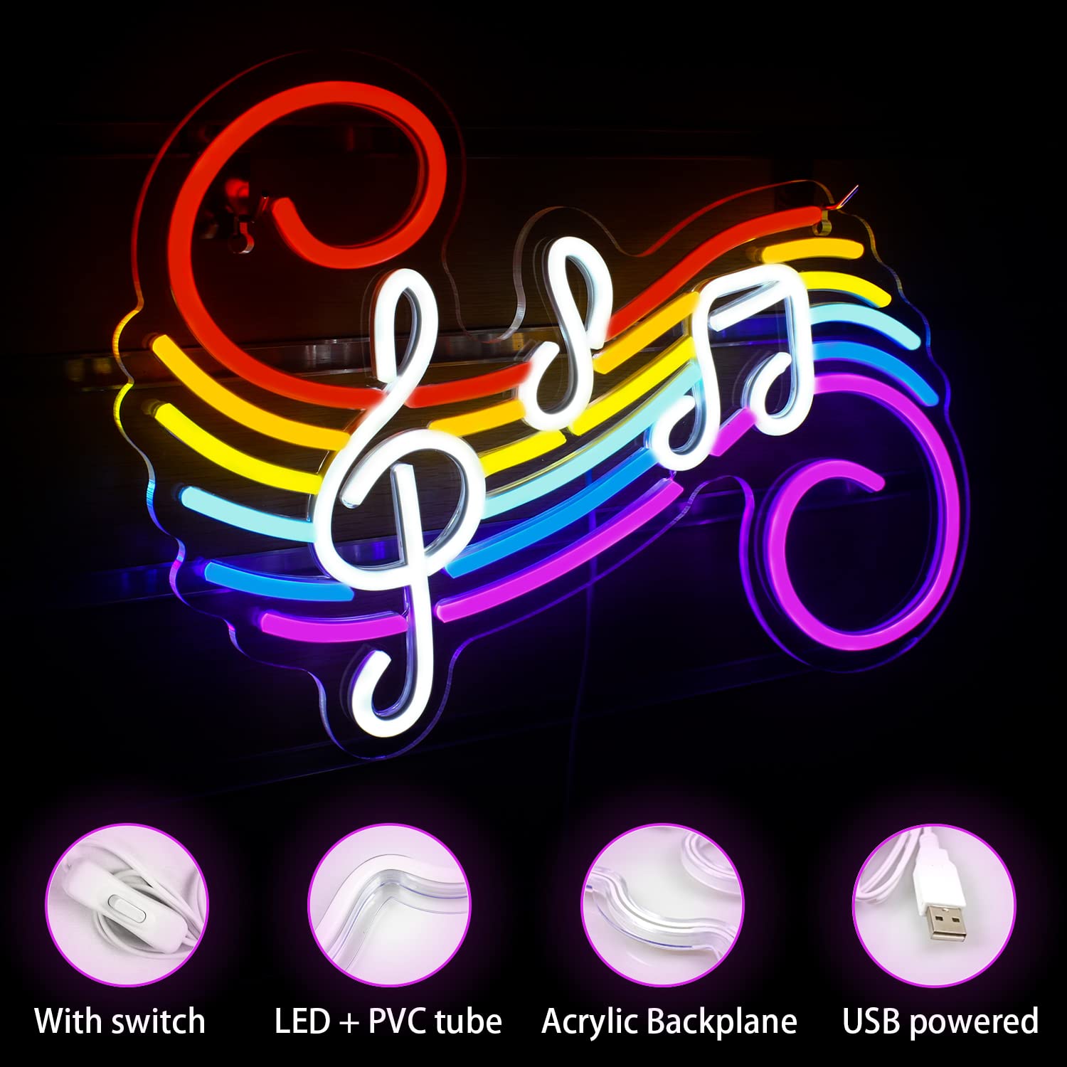 Enseigne néon notes de musique - Wedding Led avis et prix