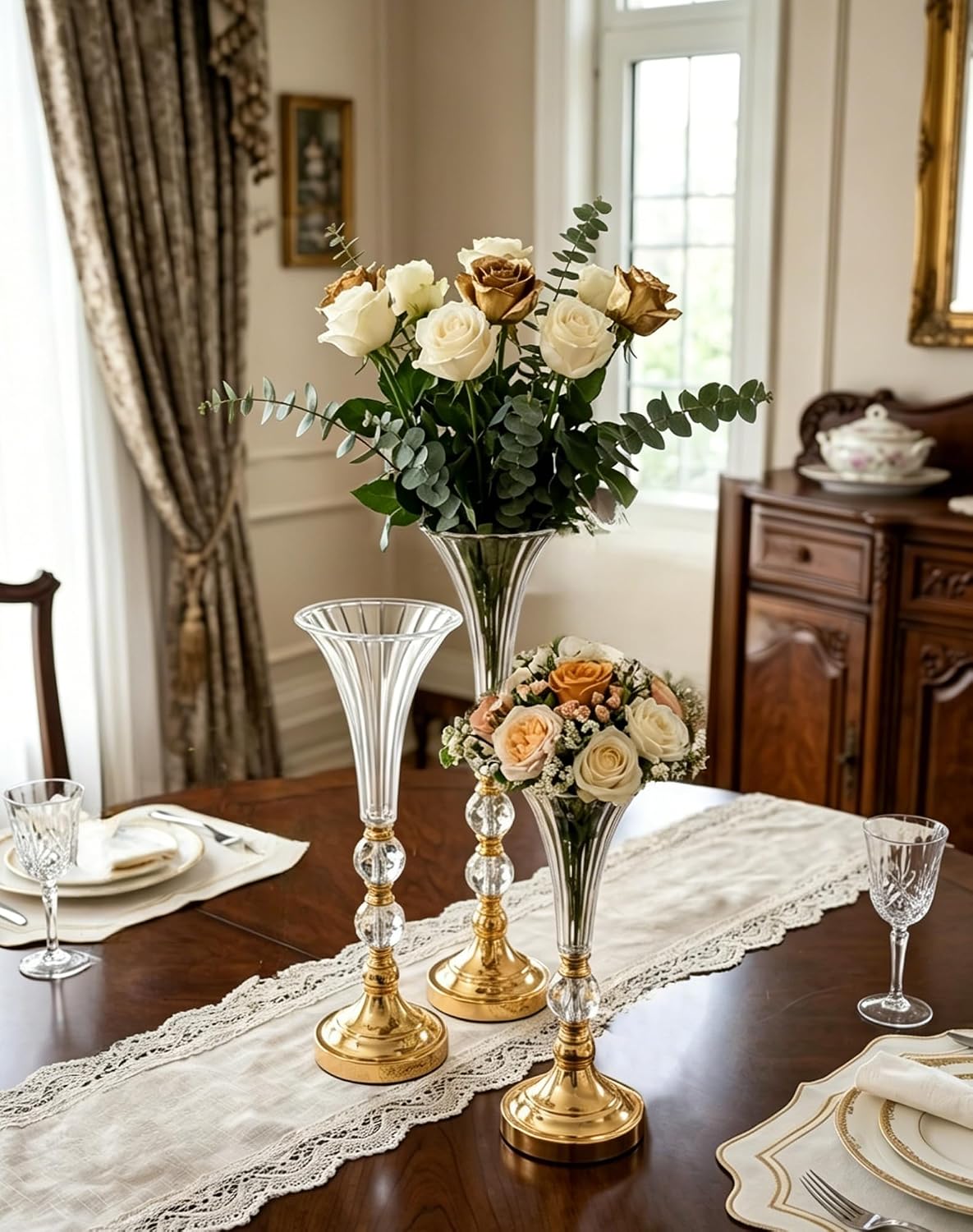 Ensemble de 3 vases trompettes - Centerpiece Vase Tall avis et prix