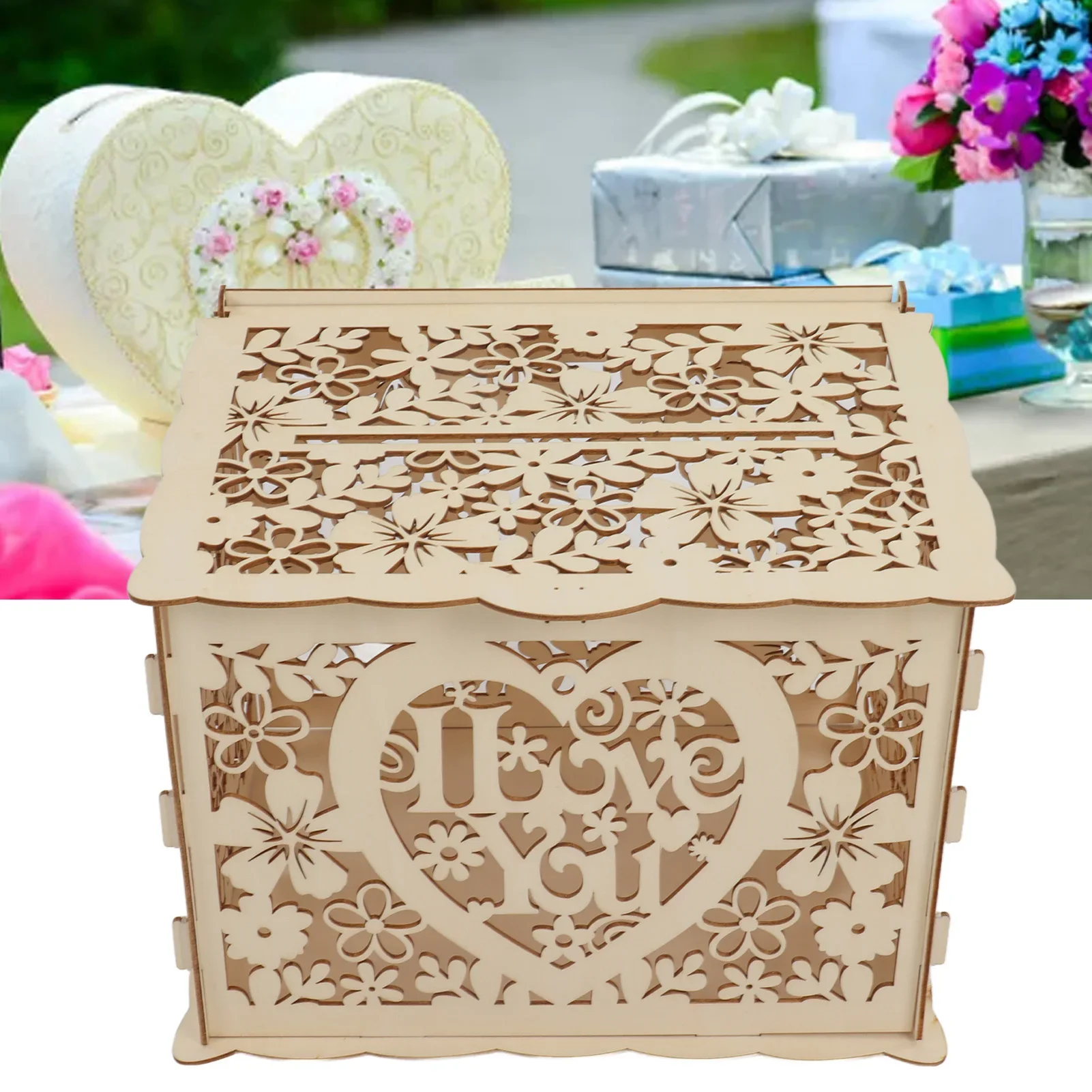 Boîte en Bois Creuse à Assembl - Wedding Card Box avis et prix
