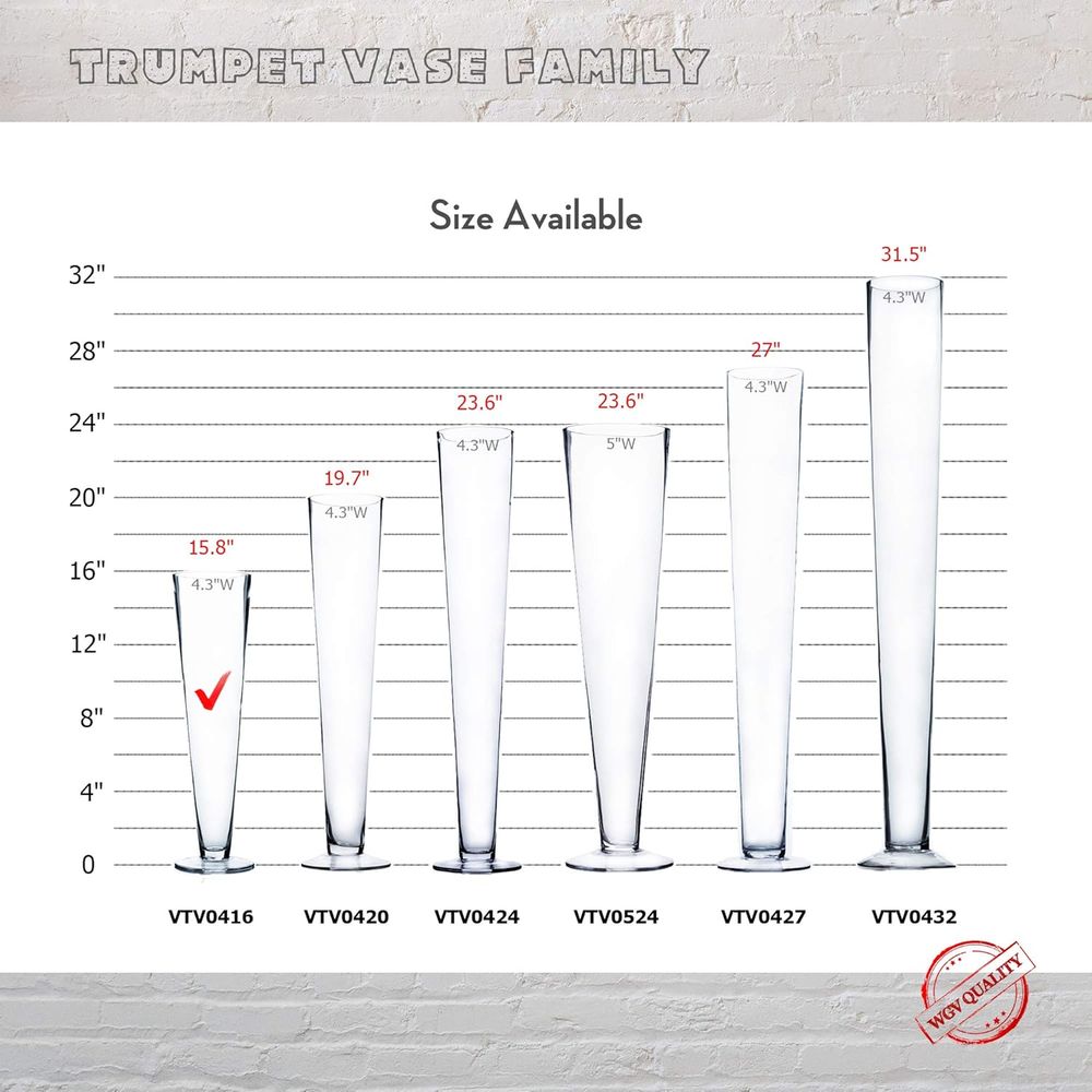 Vase en verre trompette WGV en - Centerpiece Vase Tall avis et prix