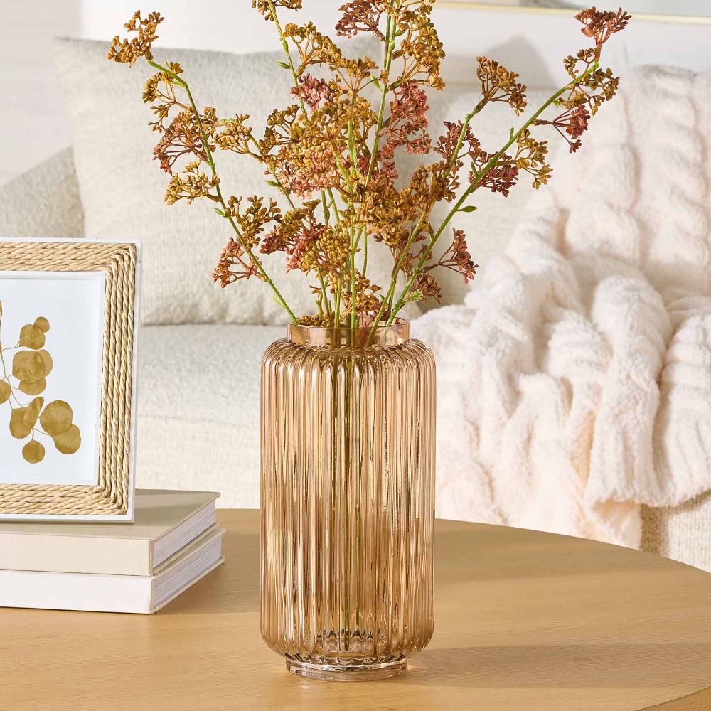 Vase en verre côtelé champagne - Centerpiece Vase Tall avis et prix